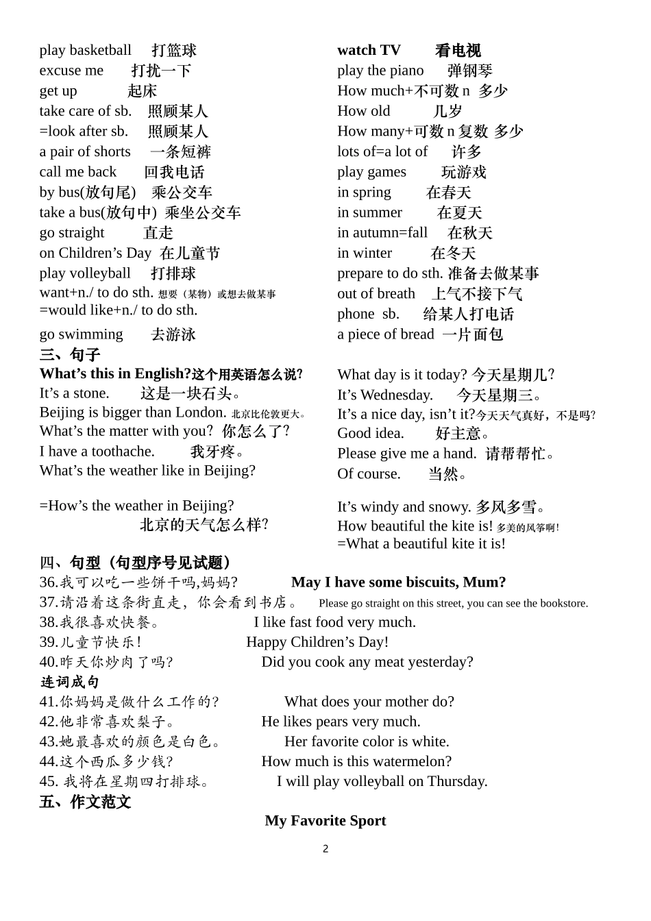 全国小学生英语竞赛四年级真题单词总结_第2页