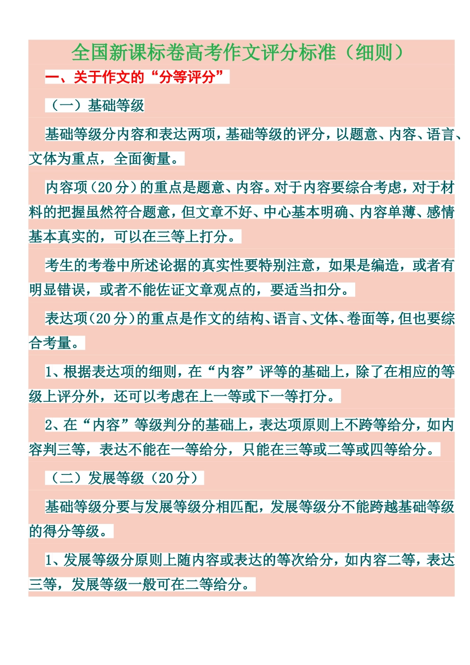 全国新课标卷高考作文评分标准_第1页