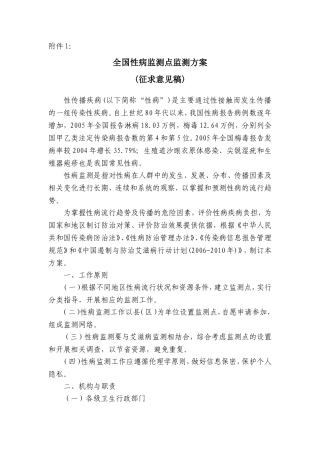 全国性病监测点监测方案