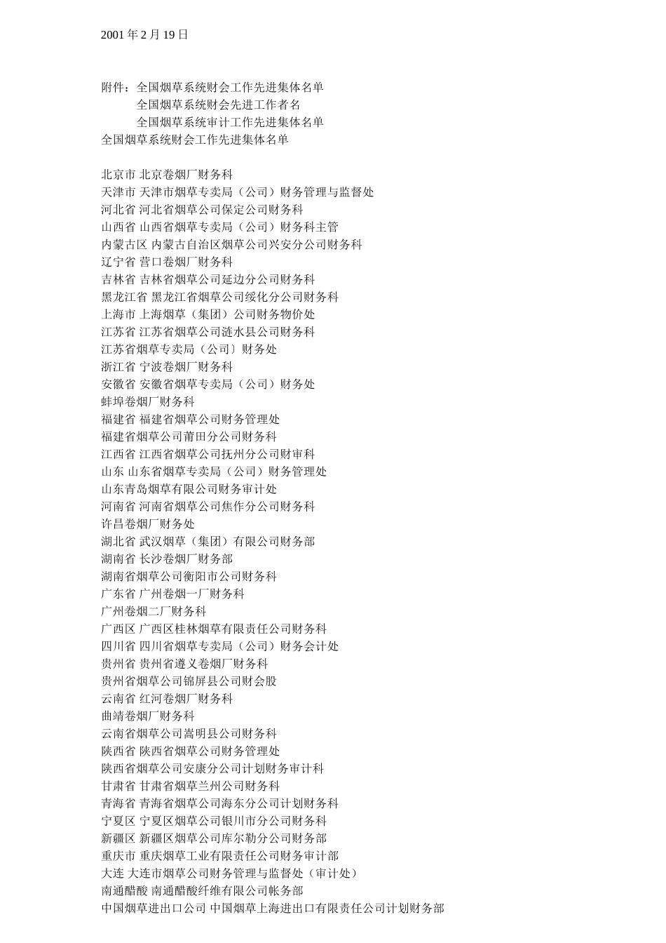 全国烟草系统审计工作先进集体名单_第1页