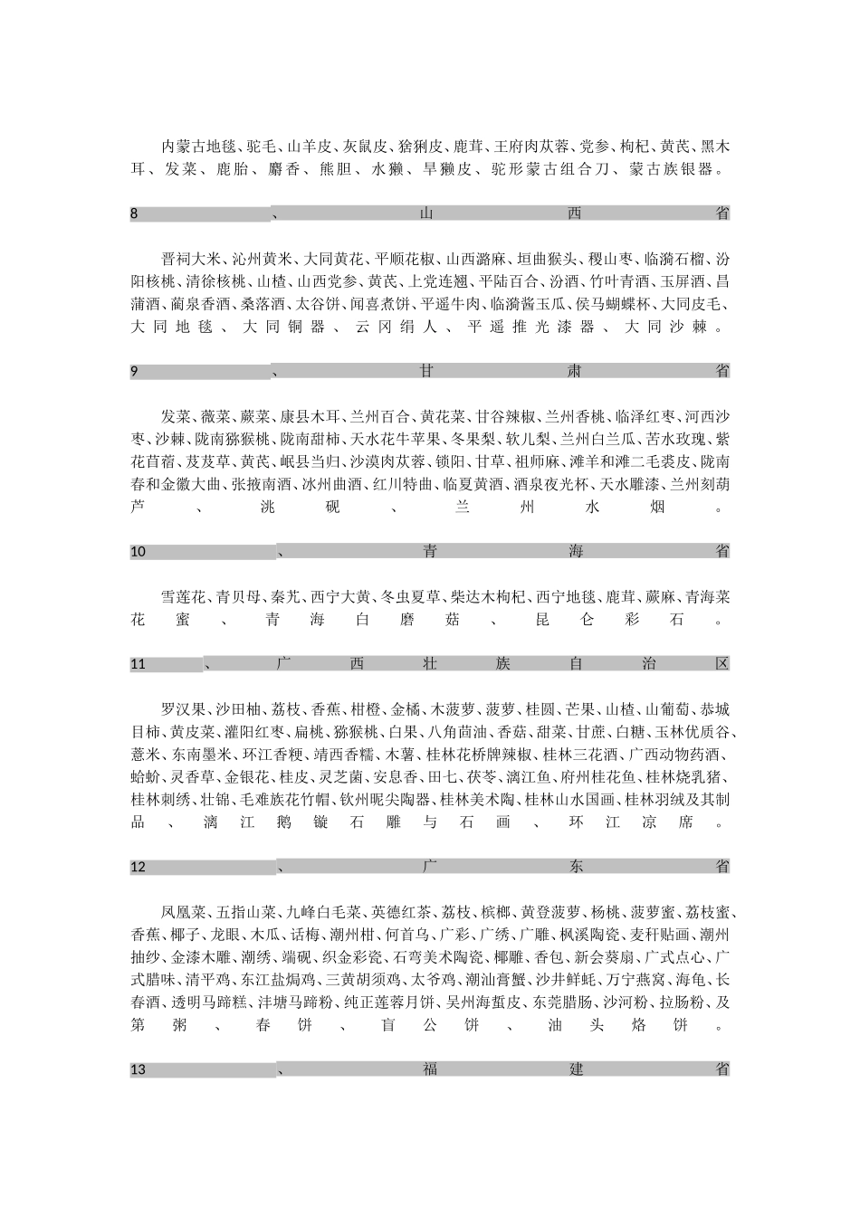 全国各地土特产一览表_第2页