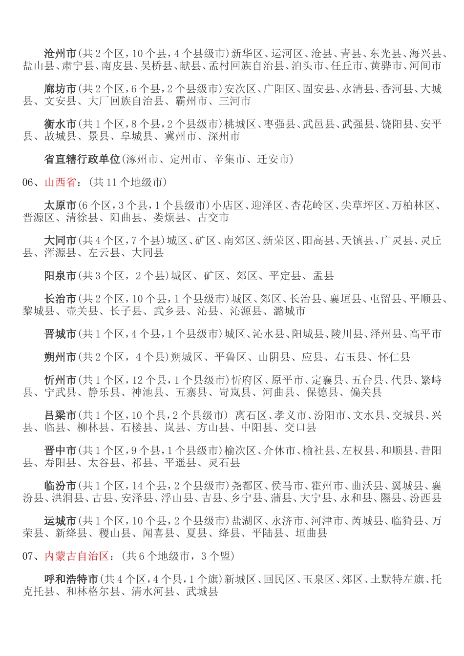 全国各省(直辖市、自治区)市(自治州、地区)县(县级市)区名称一览表_第2页