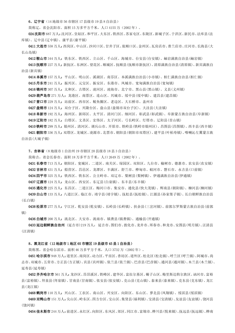 全国各省区所辖地市的县市、人口和区号_第3页
