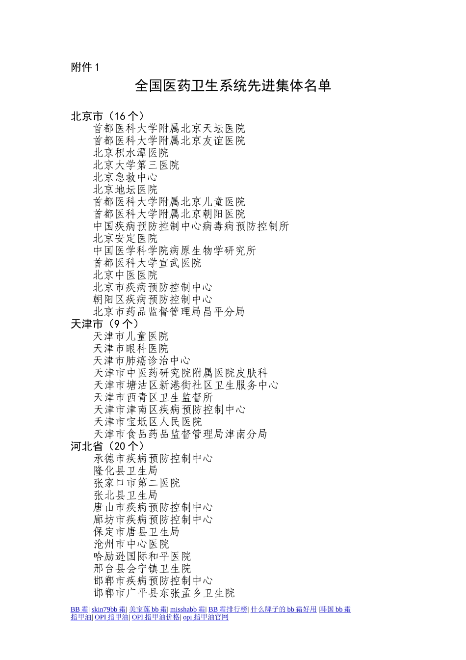 全国医药卫生系统先进集体名单_第1页