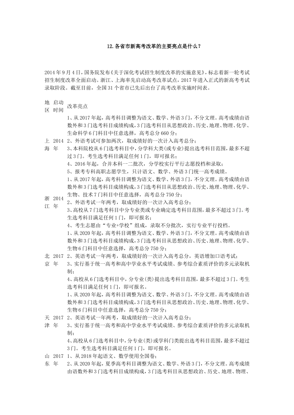 全国各省市新高考改革方案一览_第1页