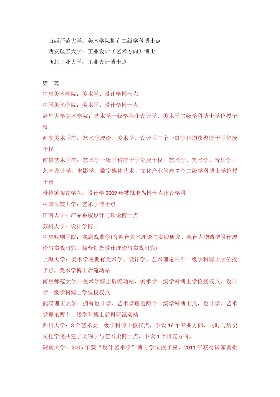 全国艺术类高校博士点_第2页