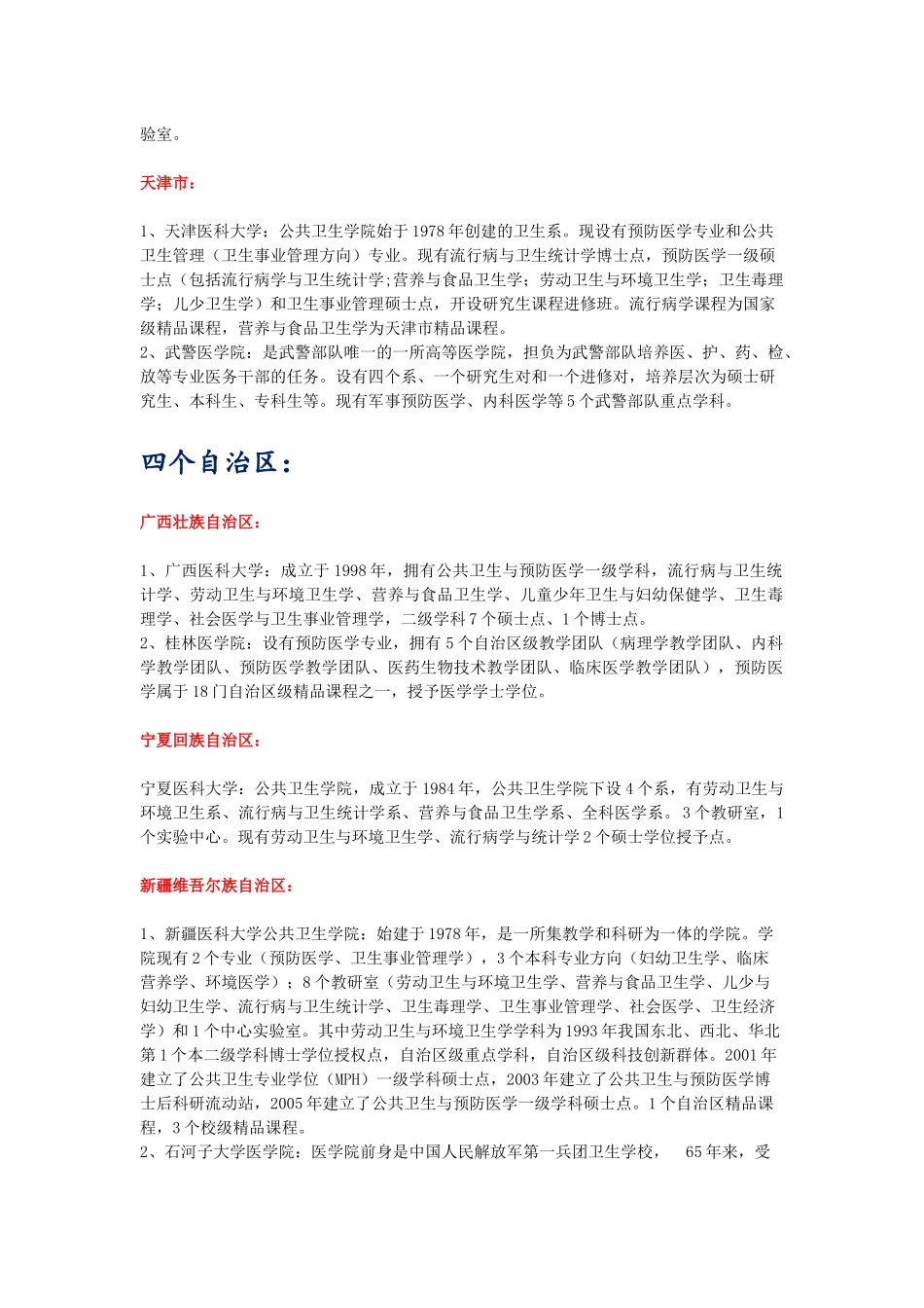 全国公共卫生与预防医学大学概况报告_第2页