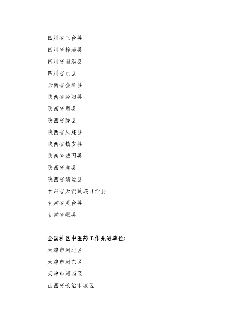 全国基层中医药工作先进单位名单_第3页