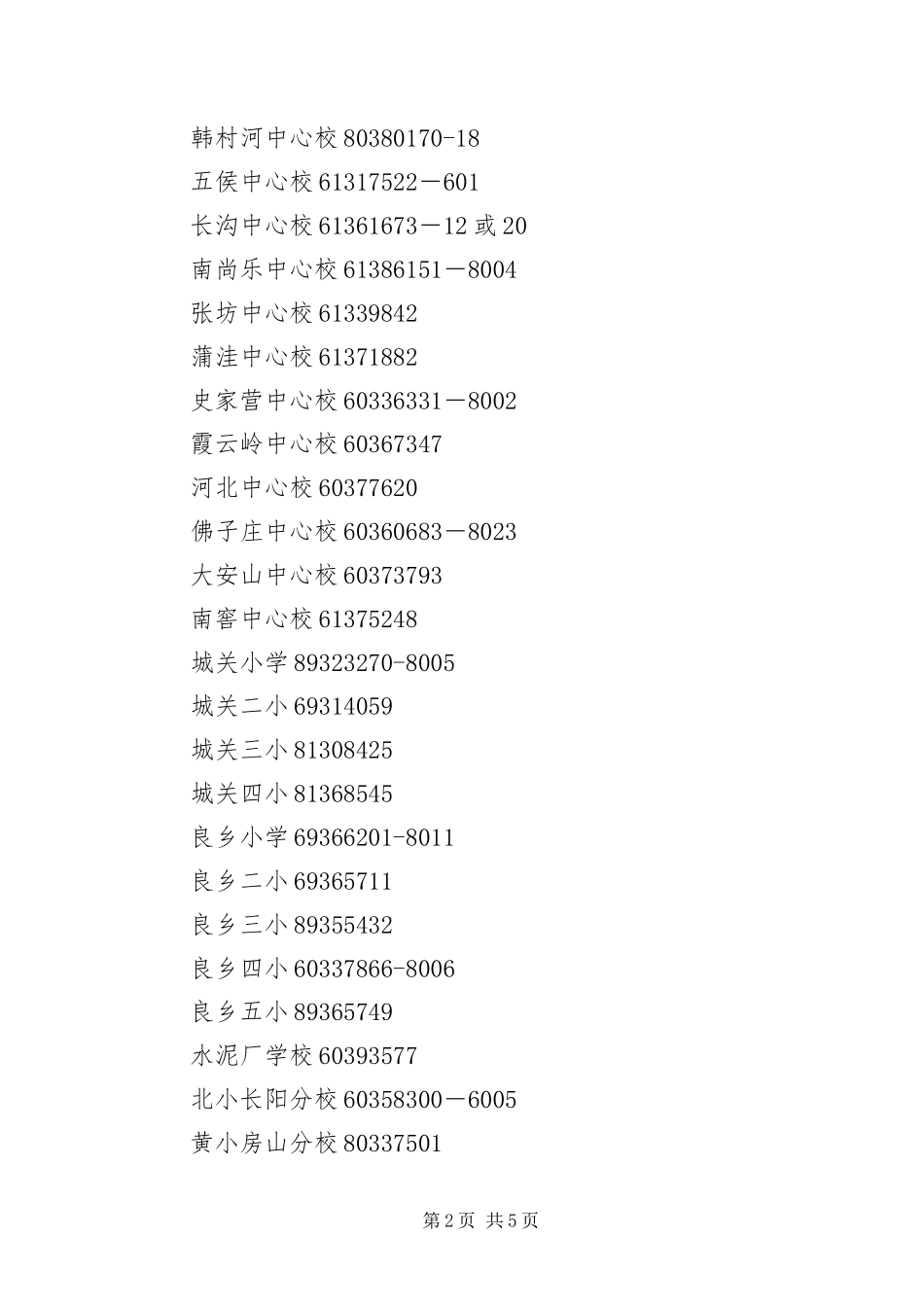 北京县区义务教育入学咨询电话信息_第2页