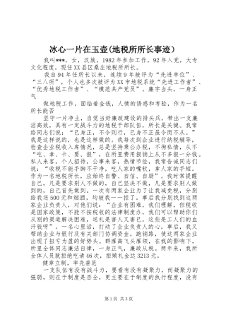 冰心一片在玉壶地税所所长事迹）