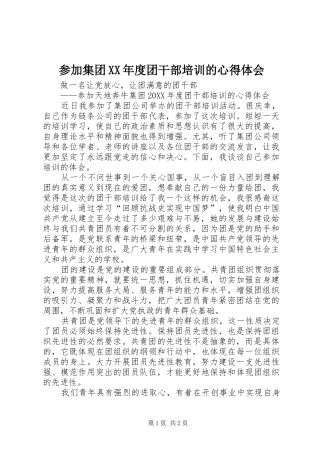 参加集团年度团干部培训的心得体会