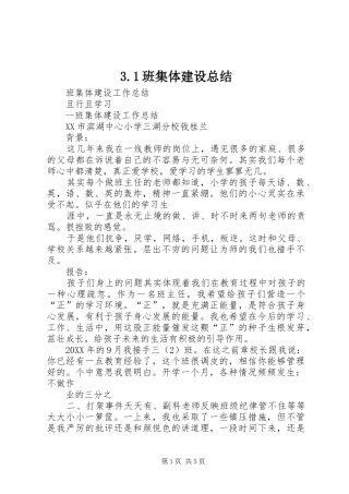 班集体建设总结