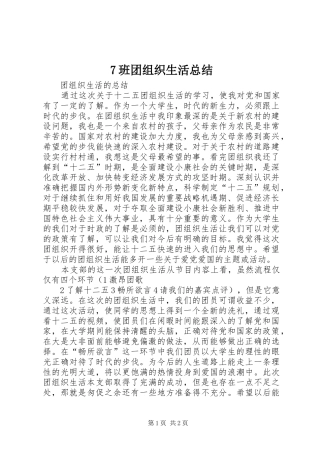 班团组织生活总结