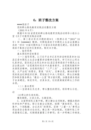 班子整改方案