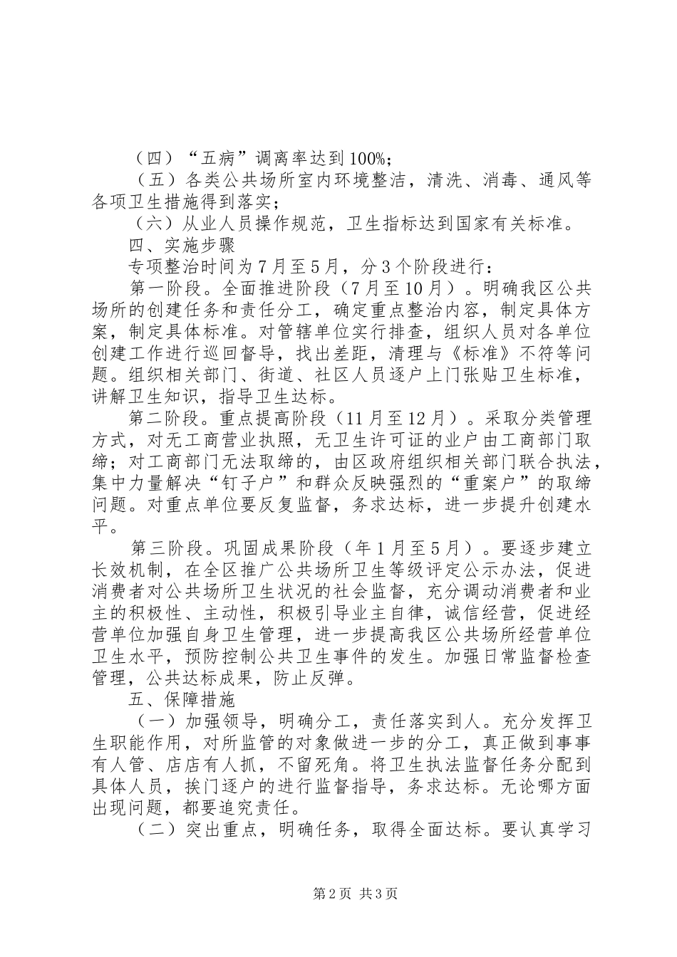创建国家卫生县区公共场所卫生专项整治战役实施方案_第2页