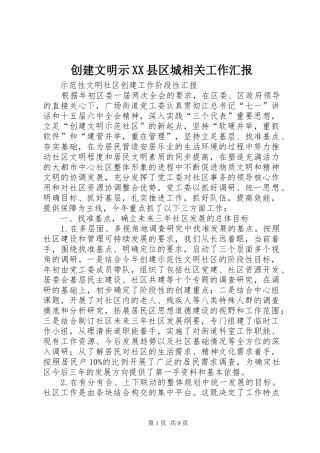创建文明示县区城相关工作汇报