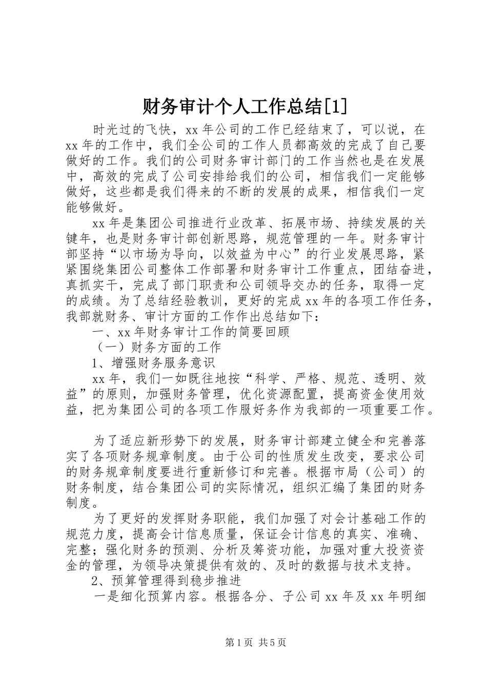 财务审计个人工作总结_第1页