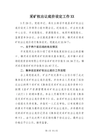 采矿权出让底价设定工作