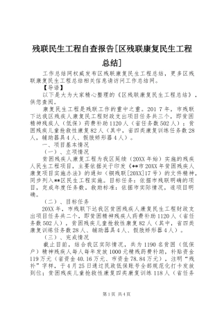 残联民生工程自查报告区残联康复民生工程总结