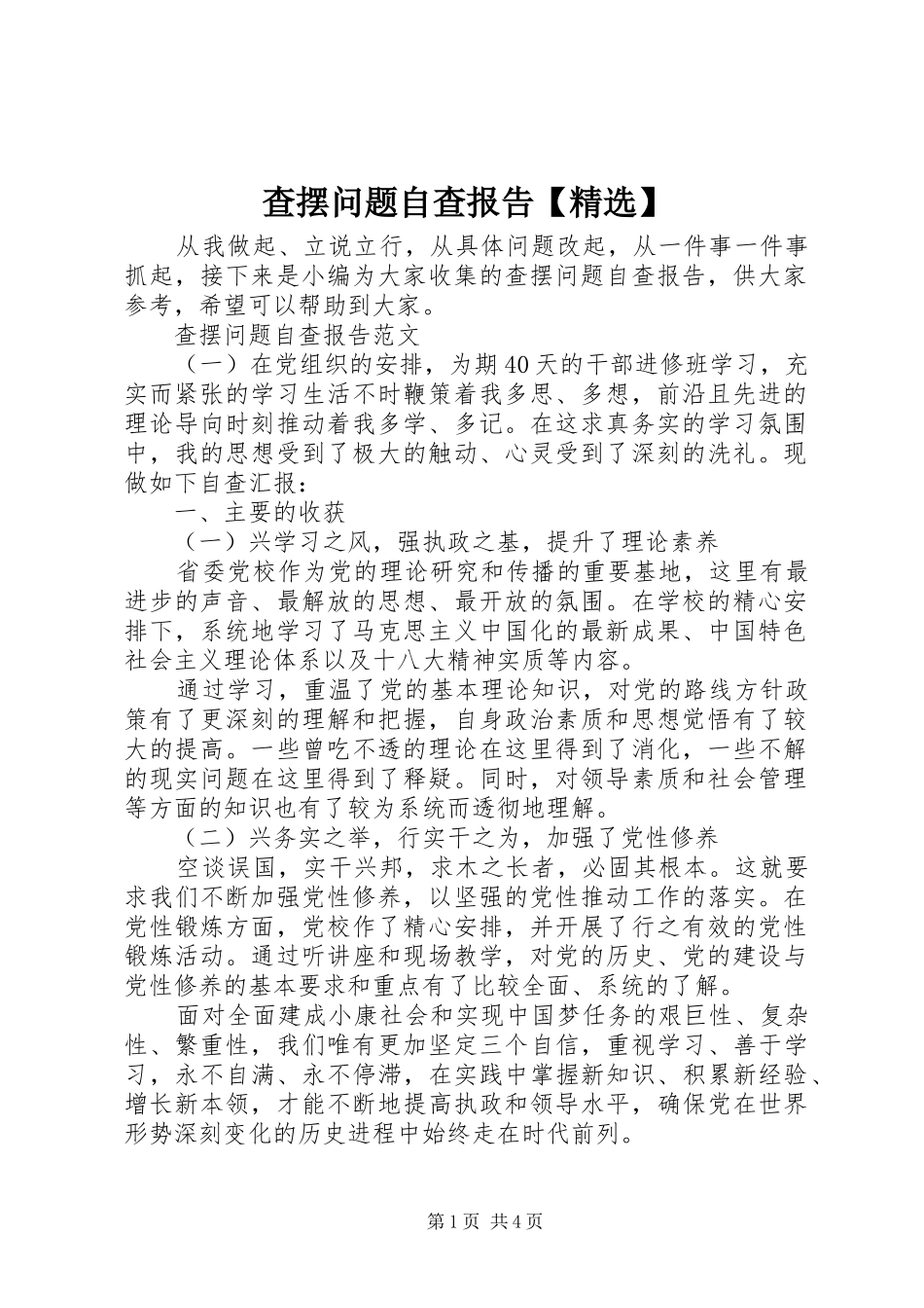 查摆问题自查报告_第1页