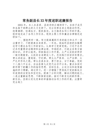 常务副县长年度述职述廉报告