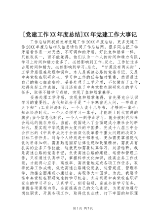党建工作年度总结党建工作大事记