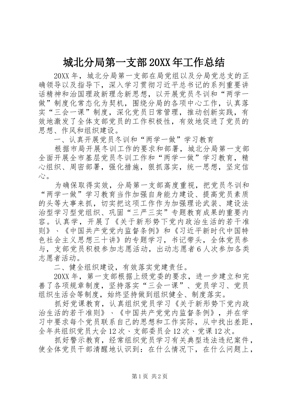 城北分局第一支部工作总结_第1页