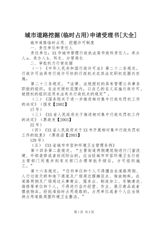 城市道路挖掘临时占用申请受理书大全