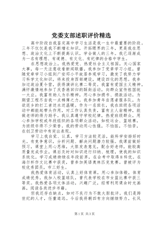 党委支部述职评价