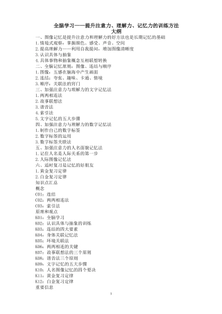 全脑学习——提升注意力、理解力、记忆力的训练方法