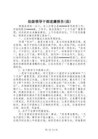 处级领导干部述廉报告县