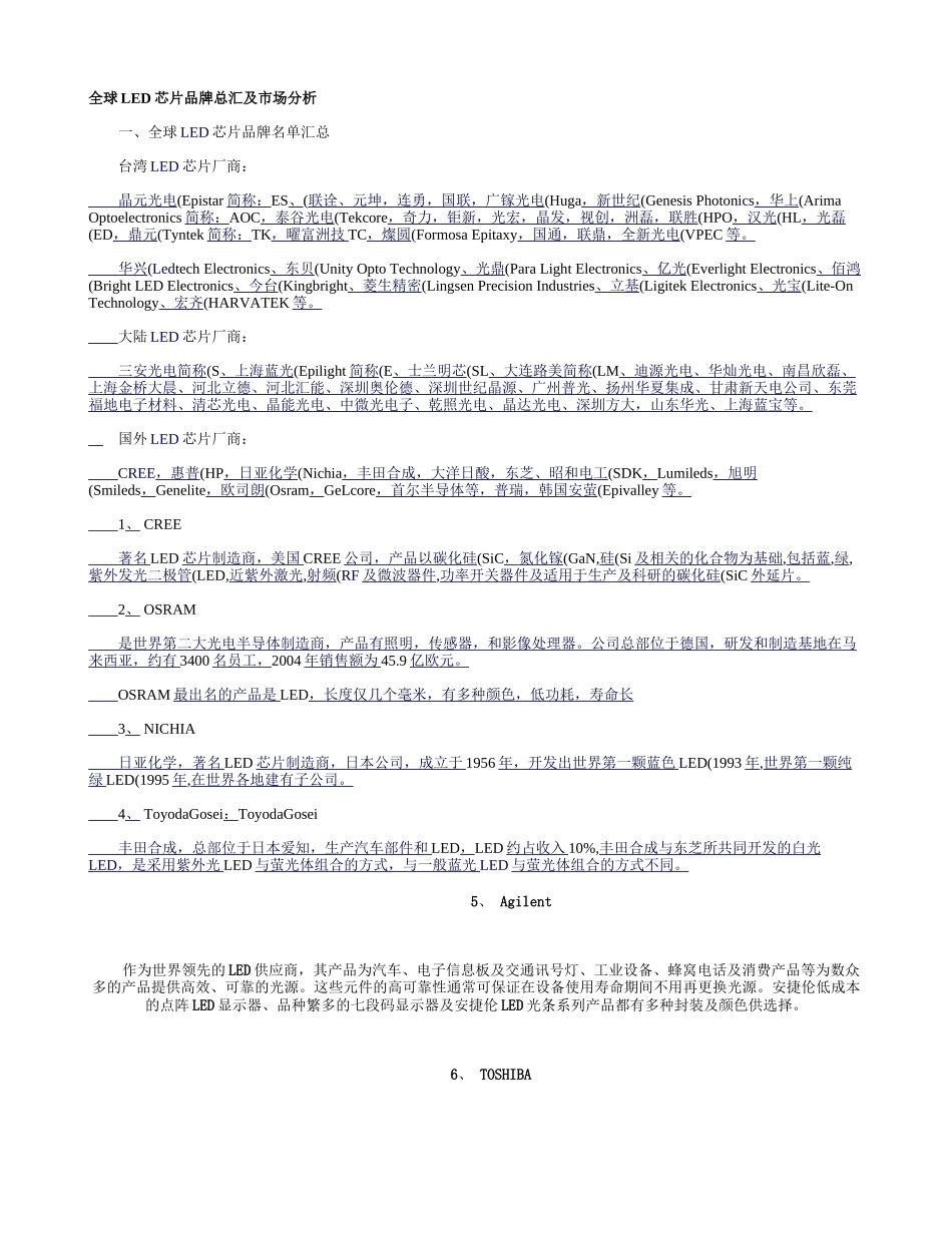 全球LED芯片厂家及分析(精)_第1页