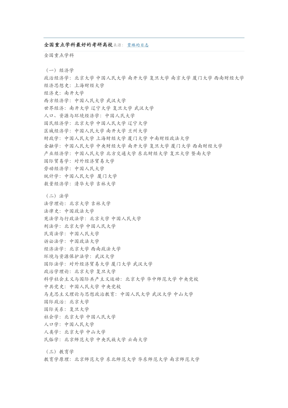 全国重点学科最好的考研高校来源_第1页