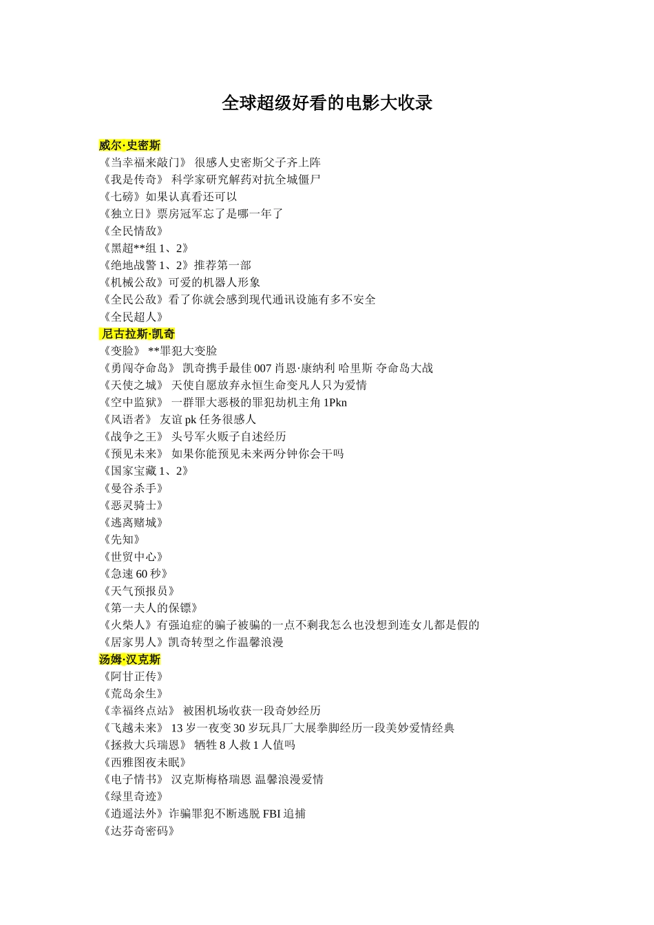 全球超级好看的电影大收录(已分类)_第1页