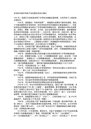 全球和中国半导体产业发展历史和大事记