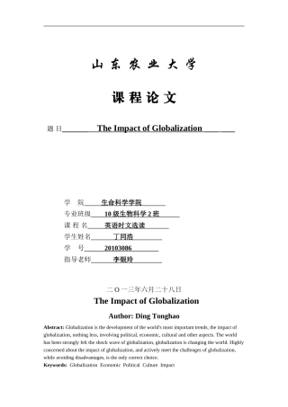 全球化的影响(中文版)