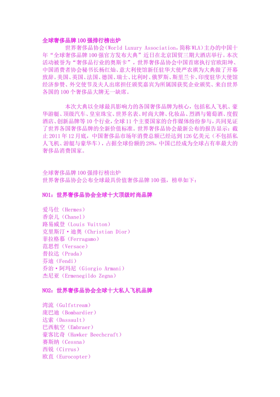 全球奢侈品牌100强_第1页