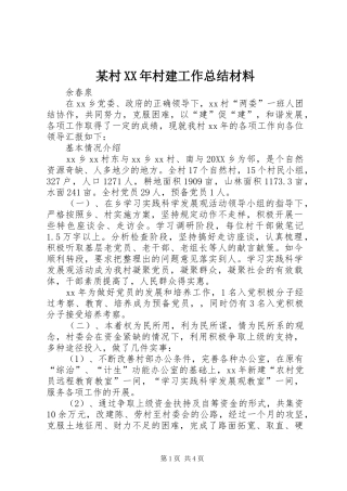 村村建工作总结材料