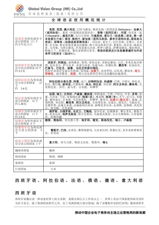 全球语言使用概况统计
