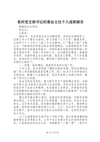 村党支部书记村委会主任个人述职报告