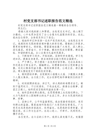 村党支部书记述职报告范文新版
