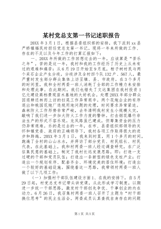 村党总支第一书记述职报告