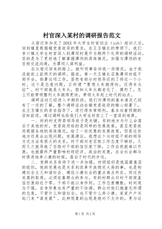 村官深入村的调研报告范文