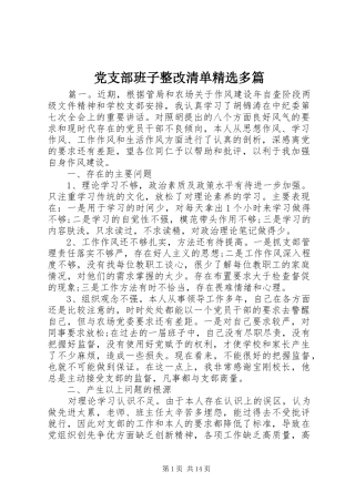 党支部班子整改清单多篇