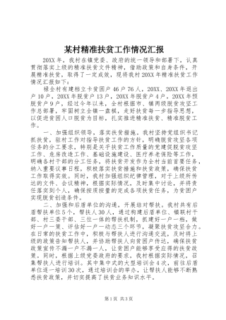 村精准扶贫工作情况汇报