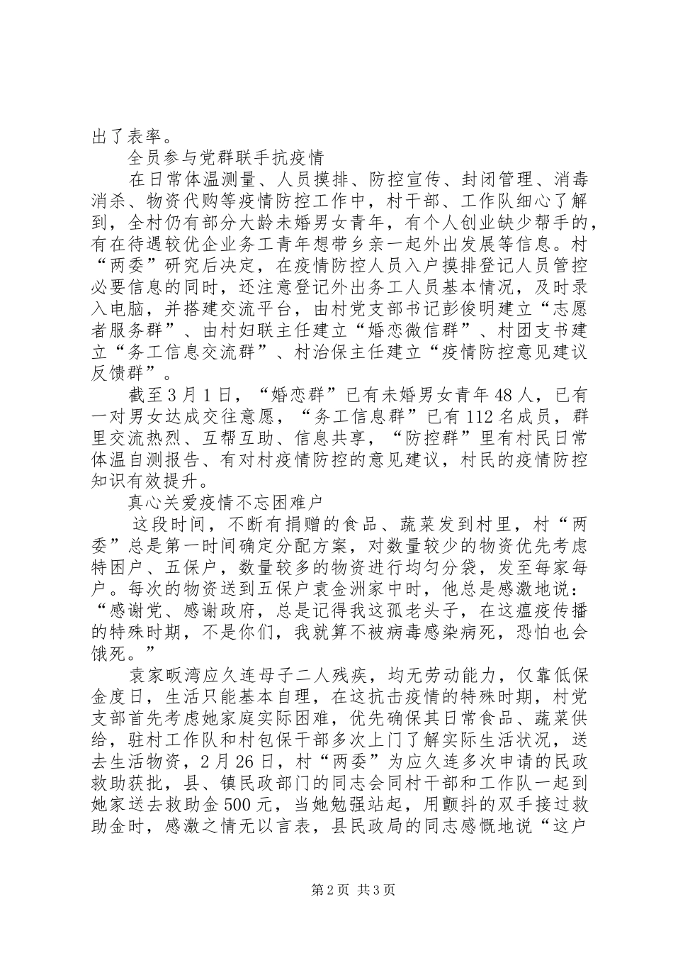 村抗击疫情纪实材料_第2页