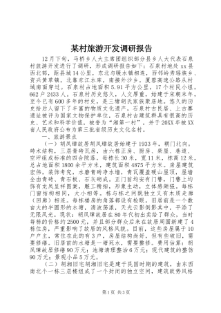 村旅游开发调研报告