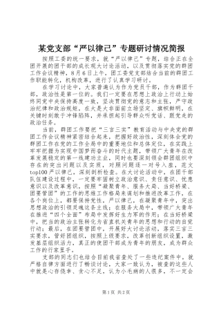 党支部严以律己专题研讨情况简报