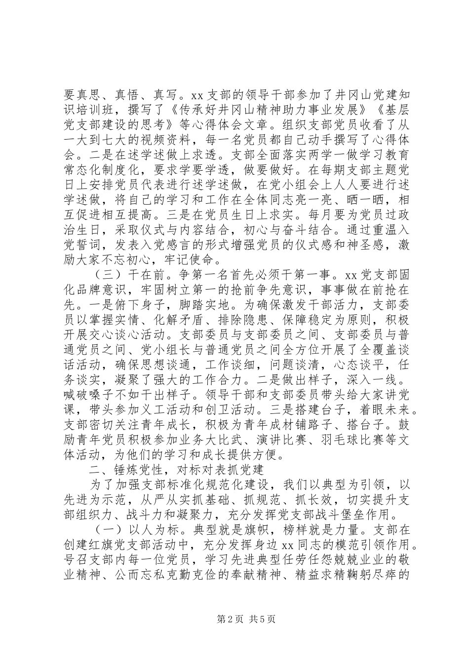 党支部争创红旗支部汇报材料范文_第2页
