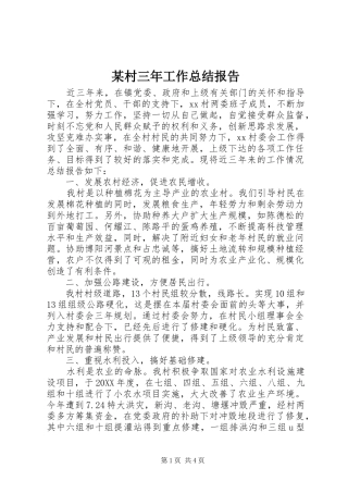 村三年工作总结报告